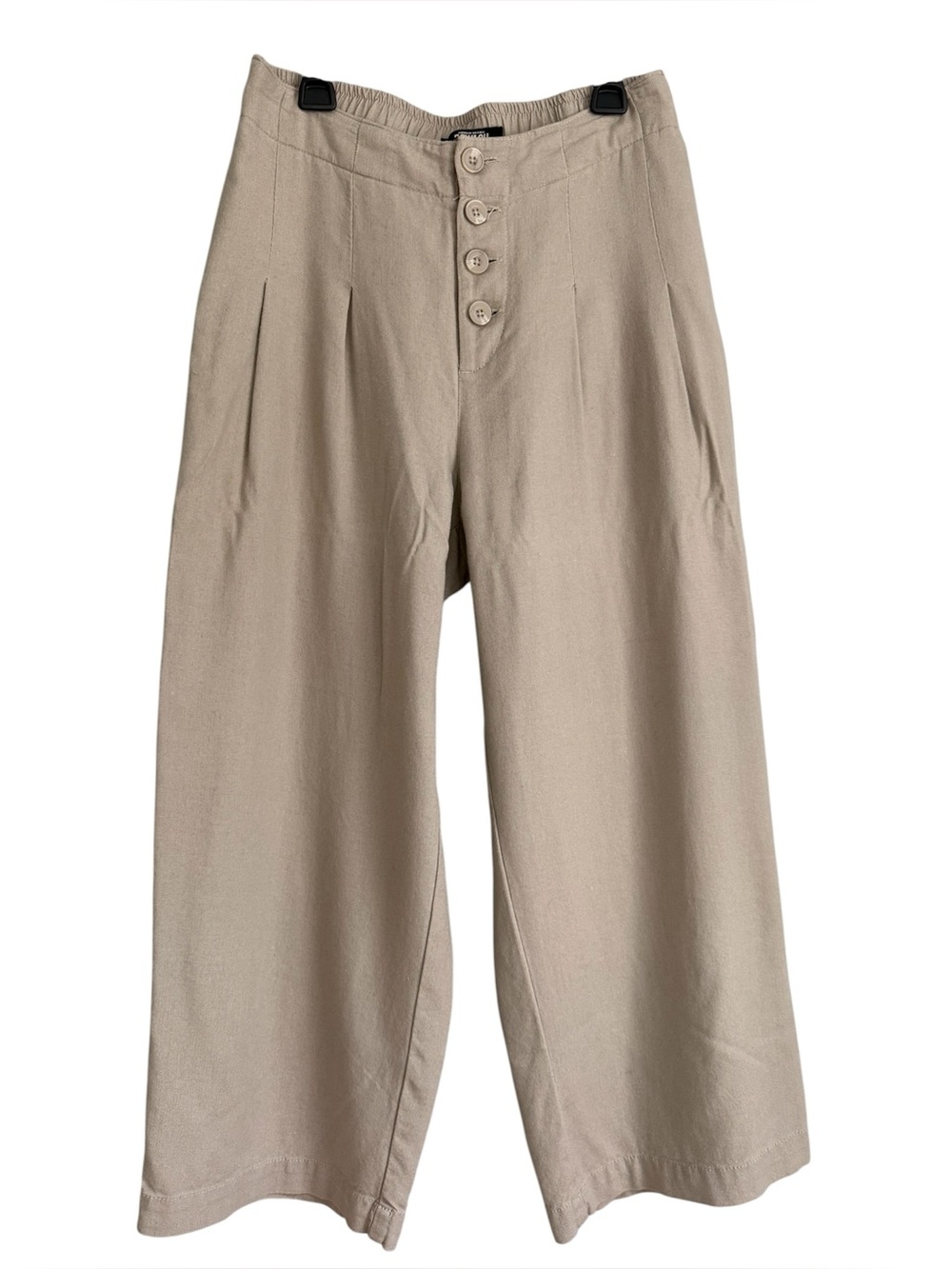 Capris linen mix Button-Front Elastic Waist Pants size 6